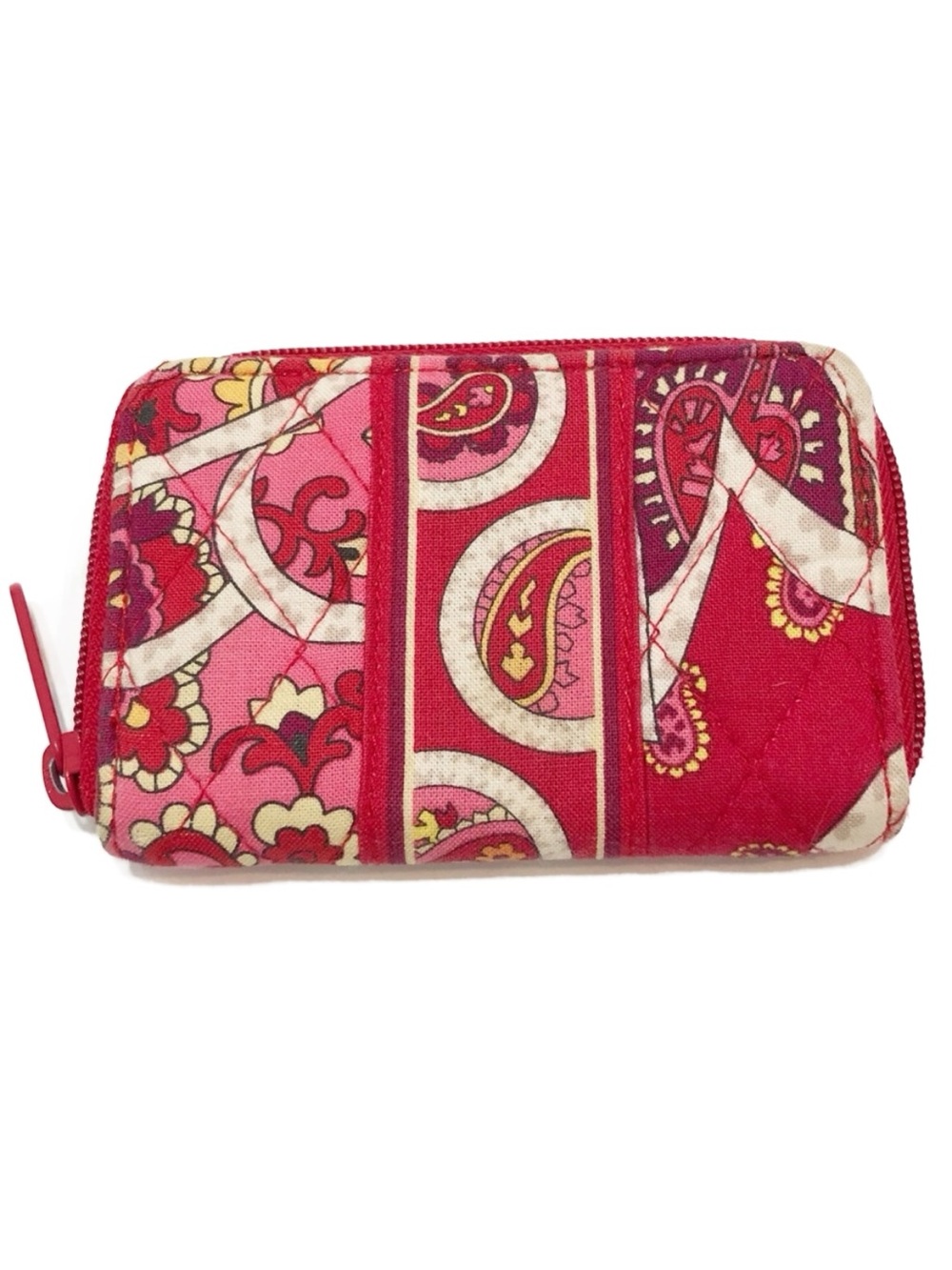 Vera Bradley Rose Posey Pattern Zippered Change Purse Accordion Sides Fully Line